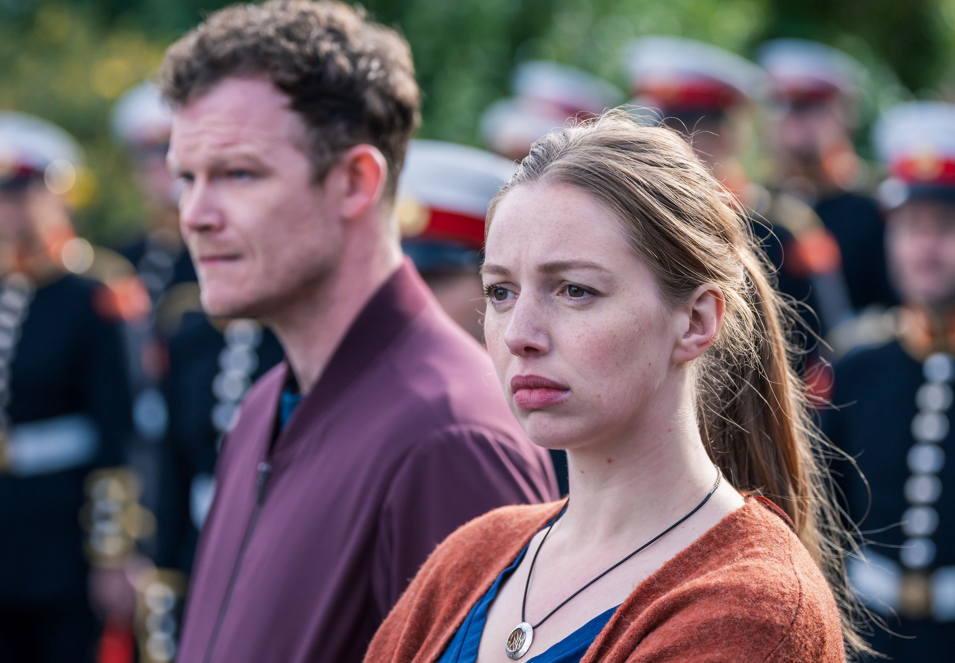 Seamus O'Hara as Lee Thompson and Seana Kerslake as Mags in Blue Lights 2s