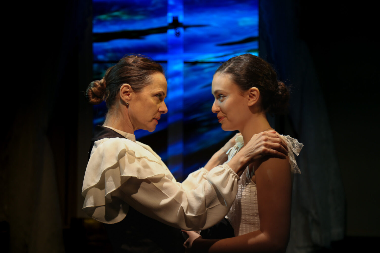 Caroline Trowbridge as Mme Gallard and Lara Manela as Andrée in The Inseparables