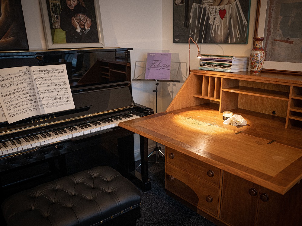 Michael Price's oak desk