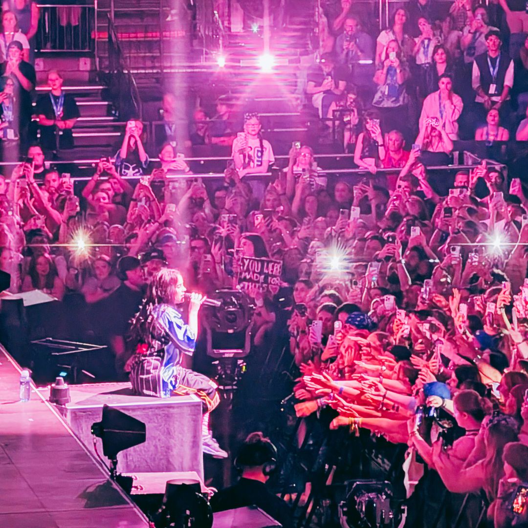 Billie Eilish with her fans at the O2