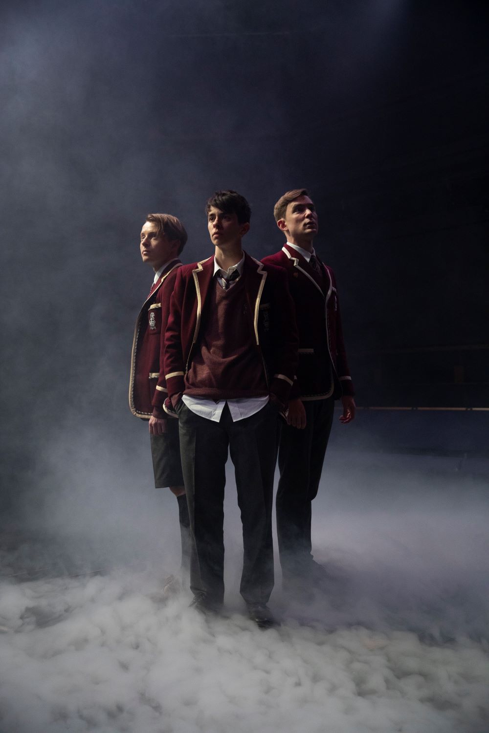 (L-R) Matthew Tennyson, Vinnie Heaven and Hubert Burton in 'The Misfortune of the English' at the Orange Tree Theatre